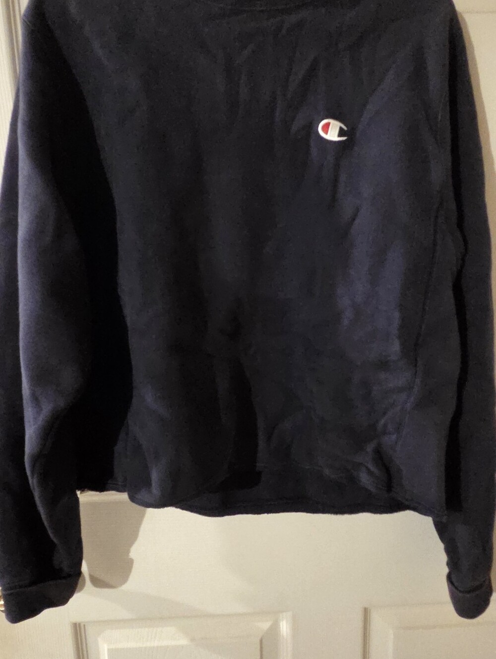 Champion Dark Blue Pullover Sweatshirt with Small C Patch
